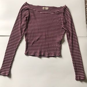 Long sleeve cropped striped shirt